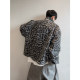 Dannyandzee spring retro cement gray leopard print material splicing reversible warm jacket for men