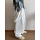 Dannyandzee spring retro versatile washed old loose white overalls men's straight pants INS