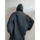 Dannyandzee spring retro handsome black hooded PU leather silver zipper windproof jacket for men INS