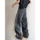 Dannyandzee spring and summer charcoal gray beaded canvas raw edge webbing spliced ​​straight pants men's overalls trousers INS