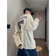 Dannyandzee spring retro all-match loose V-neck letter printed pleated seersucker shirt jersey for men