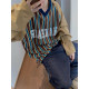 Dannyandzee autumn retro all-match letter print striped splicing raglan sleeves long sleeves V-neck TEE men's INS