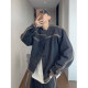 Dannyandzee spring and summer quite wide style beaded canvas loose collarless raw edge webbing work jacket for men