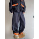 Dannyandzee spring retro street style raw cow color spliced ​​reflective strip cuffed jeans scimitar pants for men