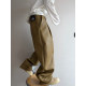 Dannyandzee spring retro versatile solid color loose warm windproof PU leather straight casual pants for men