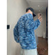 Dannyandzee spring retro gradient color mixed color collarless loose furry long-sleeved T-shirt men's bottoming shirt couple