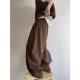 Dannyandzee spring retro chestnut brown thick strips drape corduroy ribbon machete pants casual pants