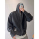 Dannyandzee winter thickened solid color hooded loose versatile layered button thick sweater jacket for men