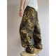 Dannyandzee spring retro versatile brown ginger twill canvas leopard print scimitar pants overalls