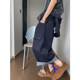 Dannyandzee summer retro versatile denim raw edge loose one-piece sleeveless three-quarter jeans for men INS