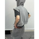 Dannyandzee summer retro versatile lazy gray sports casual cropped pants hooded vest suit for men