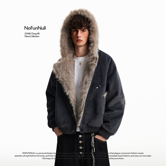 NOFUNNULL Cloud Velvet Short Mountain Carving Cotton Clothes