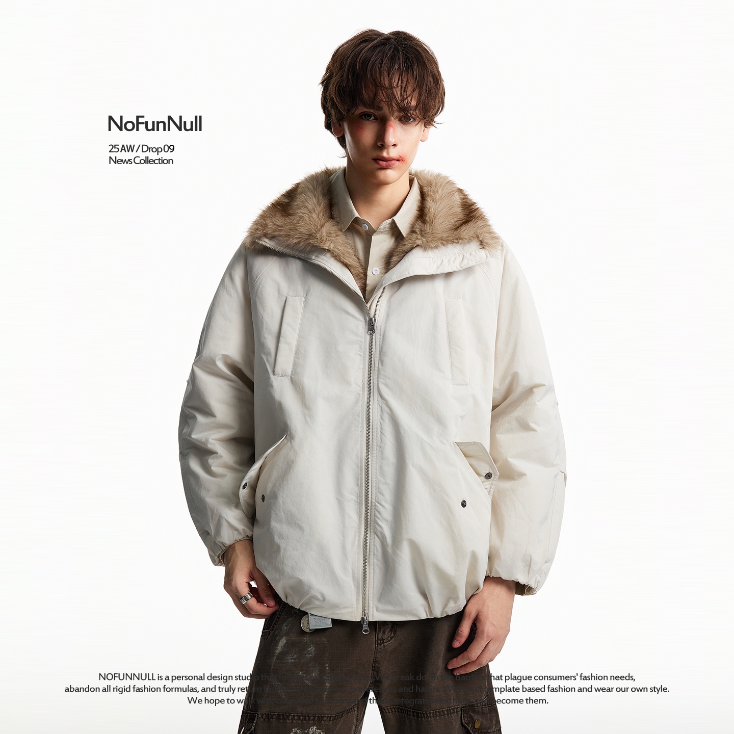 NOFUNNULL 美式座山雕皮草羽绒服冬季男女保暖加厚派克服毛领外套 - 图2