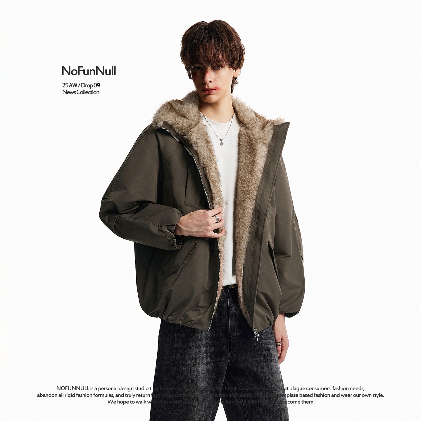 NOFUNNULL 美式座山雕皮草羽绒服冬季男女保暖加厚派克服毛领外套 - 图3