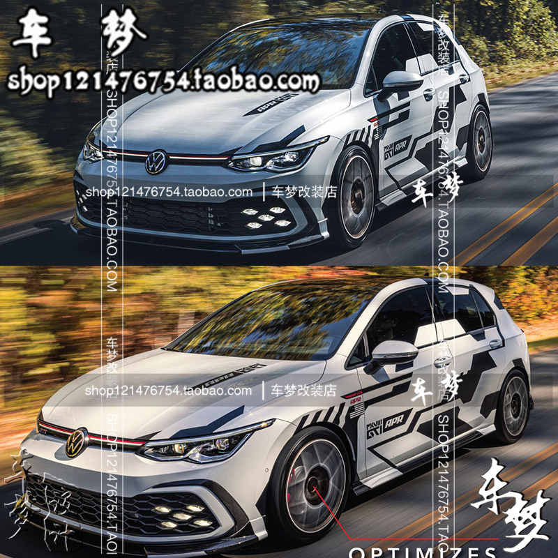 适用于大众高尔夫7 8 6 APR改装车贴GTI POLO 尚酷 R个性装饰拉花 - 图1