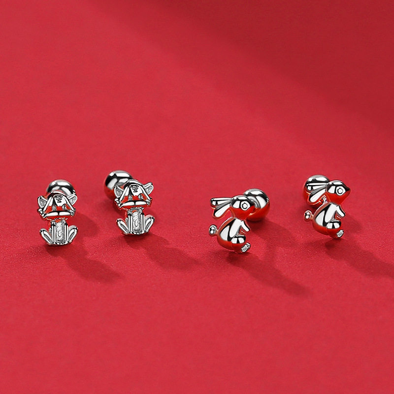 S999纯银生肖耳钉螺丝帽设计国潮12生肖雕刻耳饰新年好运接福,淘宝优惠券,粉丝福利购,淘宝优惠卷