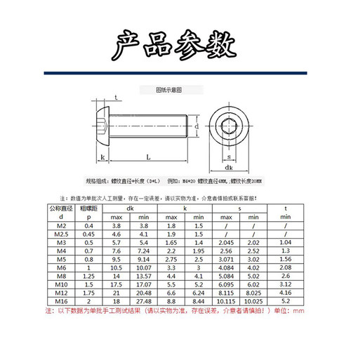 10.9级镀锌半圆头盘头内六角圆杯ISO7380平蘑菇螺丝钉 M3M4M5-M20 - 图2