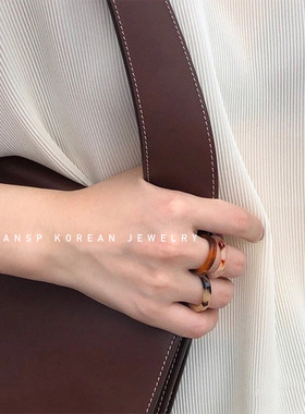 韩国窄边戒指玳瑁FoFins树脂