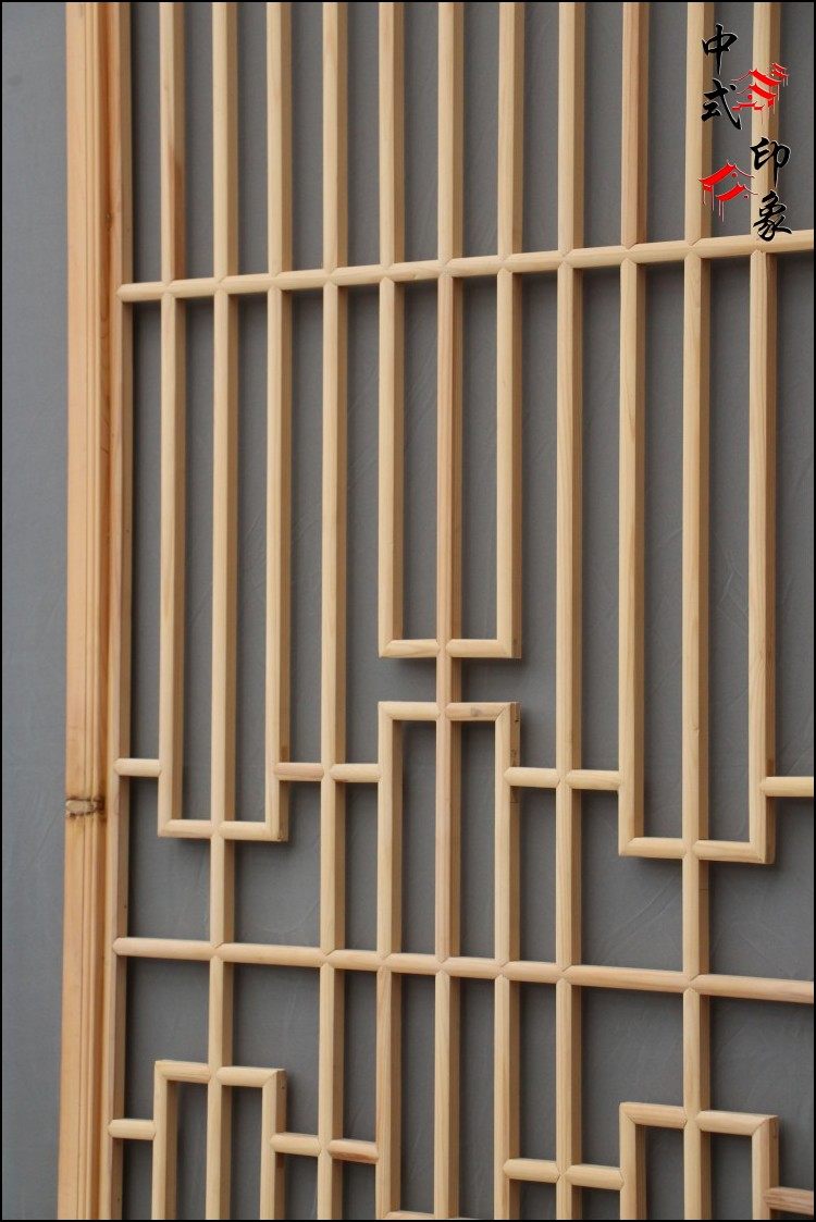 厂销木雕现代中式花格实木榫头工艺客厅花格隔断竖格子个性轨道品