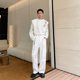 Advanced retro -embroidered bamboo shirt set Men's niche design sense wide -leg pants new Chinese style two -piece set