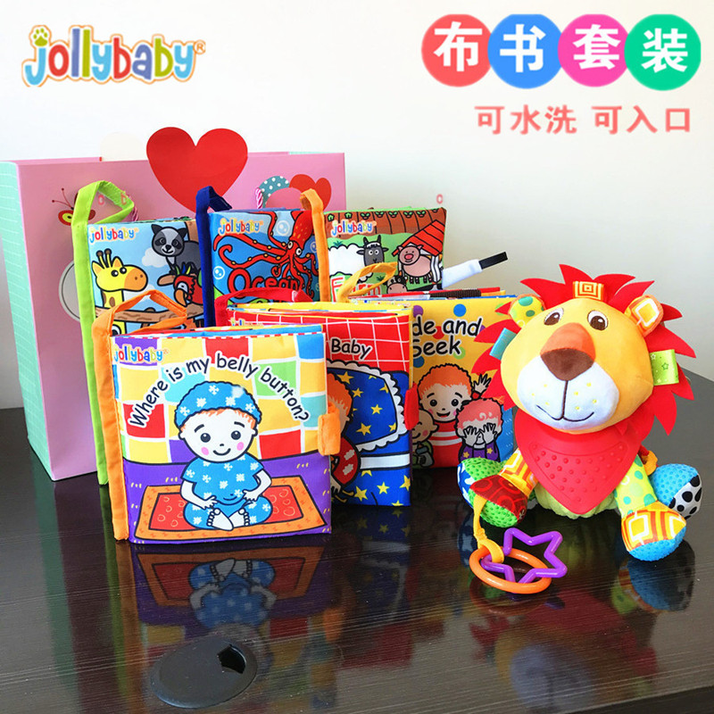 jollybaby婴儿布书早教宝宝书0-3岁撕不烂可咬带响纸玩具生日礼物-图0