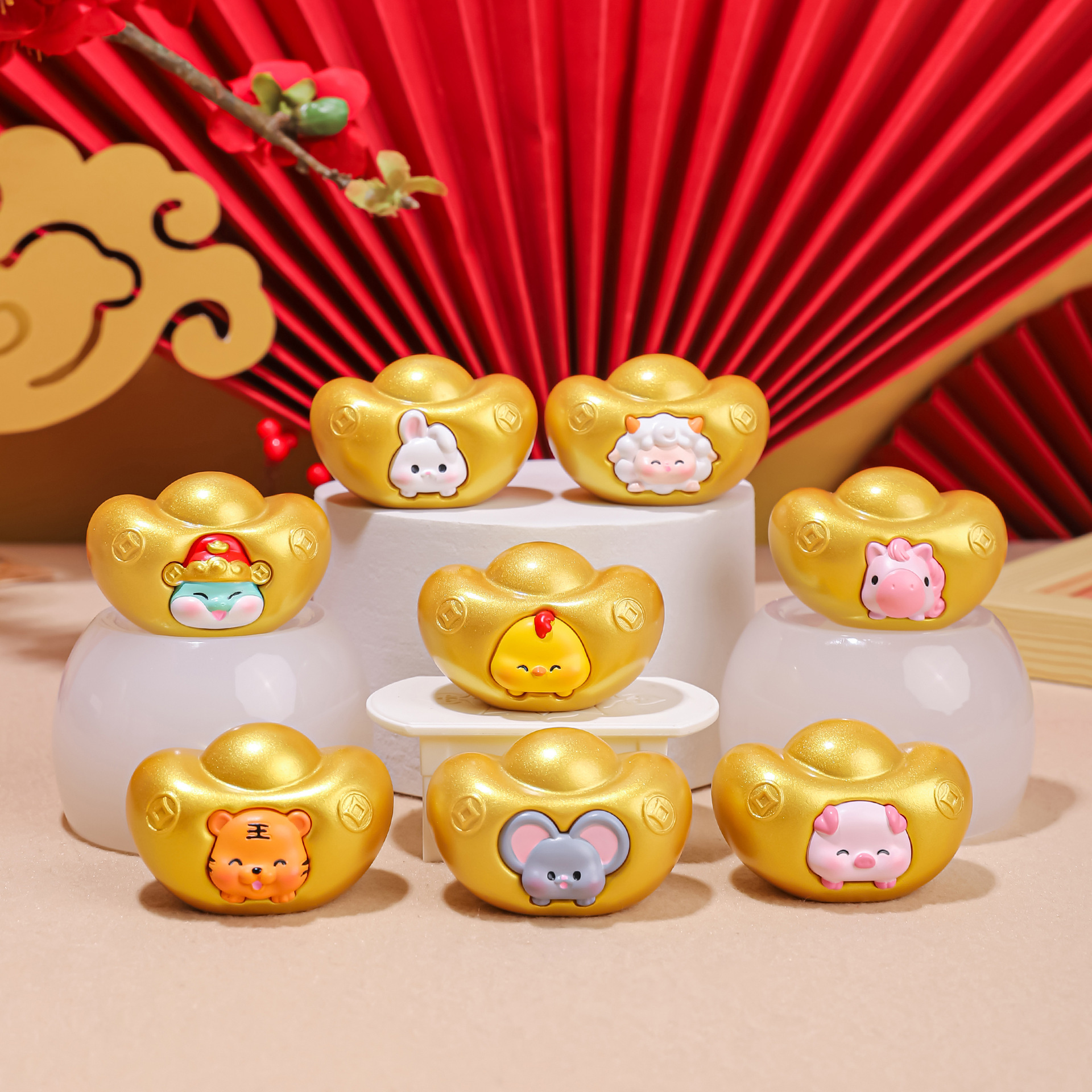 十二生肖元宝摆件创意金元宝树脂摆件家居装饰品汽车中控台礼物 - 图1