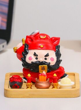 好物办公室摆件桌面装饰摆件办公桌钟馗五路树脂小财神贡品神仙小