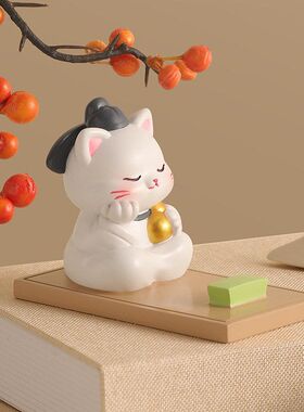 支架猫咪摆件手机唐朝小猫懒人树脂可爱支架礼品装饰创意桌面平板