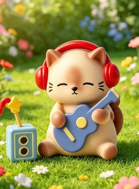 喵喵慢生活盲盒摆件办公室工艺品潮玩送同事礼品新款手办解压公仔