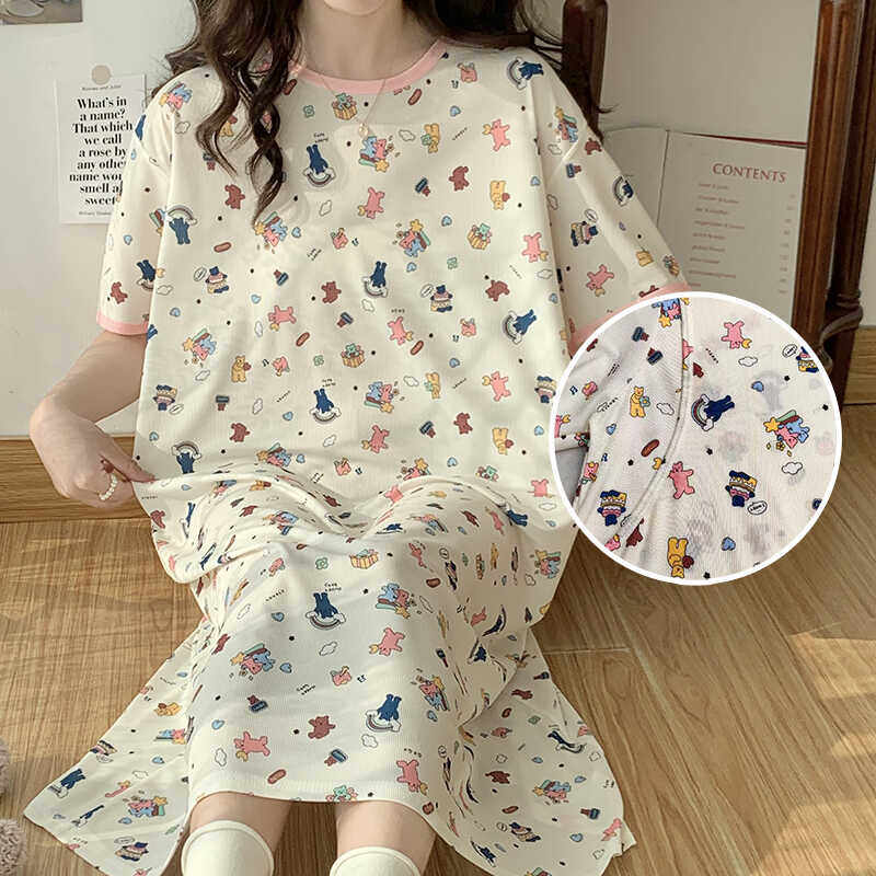 大码300斤冰丝短袖产妇入院待产裙夏季喂奶月子服孕妇哺乳睡裙200,淘宝优惠券,粉丝福利购,淘宝优惠卷