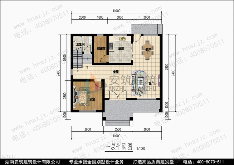 农村新中式简单三层房屋设计图AZ1017-图1