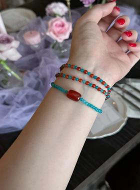 hucares「法老的鸽血红」原创红玛瑙天河石手串小众设计饰品潮