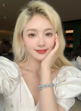 hucares「静谧」海蓝宝正能量水晶守护石手串简约送闺蜜礼物女生