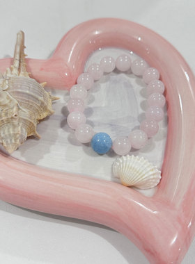 hucares「粉色星空海」粉晶海蓝宝招桃花水晶小众设计手串百