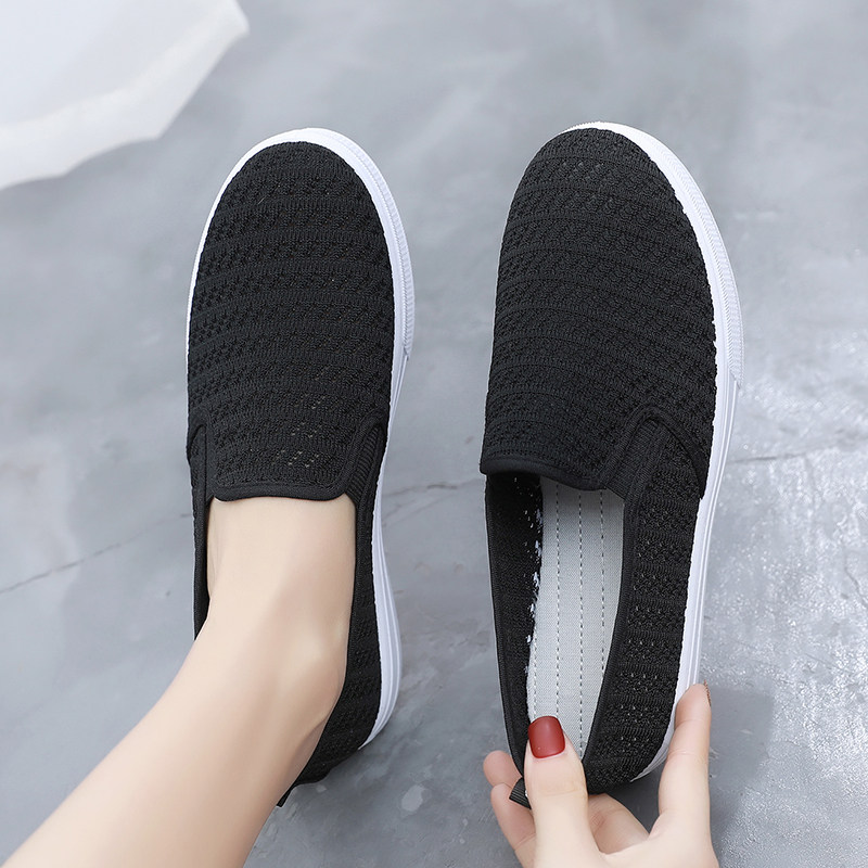 老北京布鞋女飞织女鞋网面鞋透气一脚蹬学生鞋平底软底防滑懒人鞋,淘宝优惠券,粉丝福利购,淘宝优惠卷