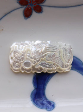 diy白蝶贝长方形龙牌高档吊坠