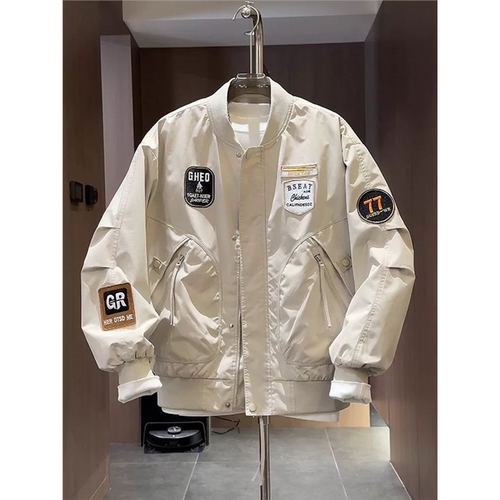 2025秋季美式高级感工装夹克男士潮流百搭情侣刺绣贴标棒球服外套 - 图2