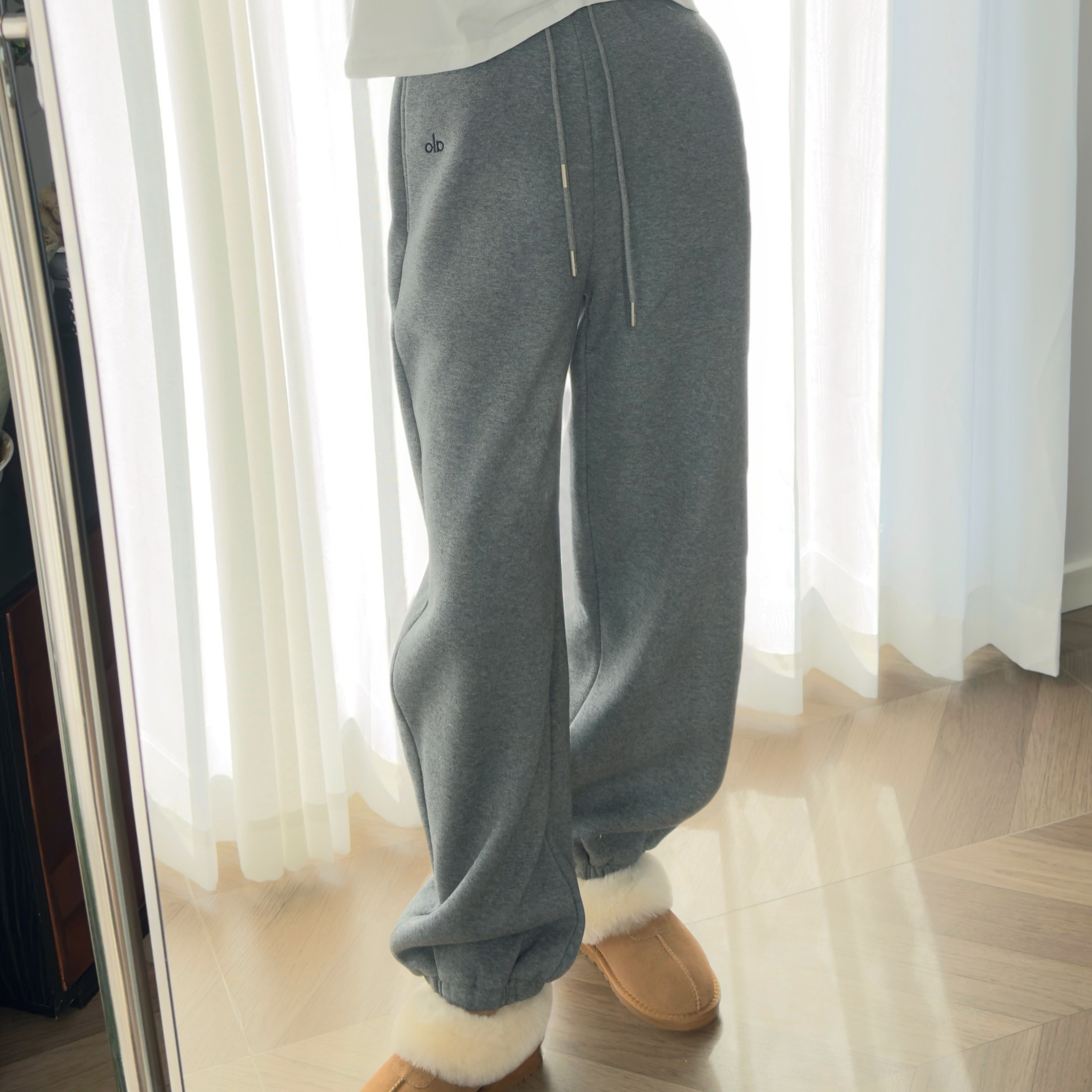 2025欧洲站冬季新款松紧腰系带加绒加厚保暖阔腿裤休闲卫裤,淘宝优惠券,粉丝福利购,淘宝优惠卷