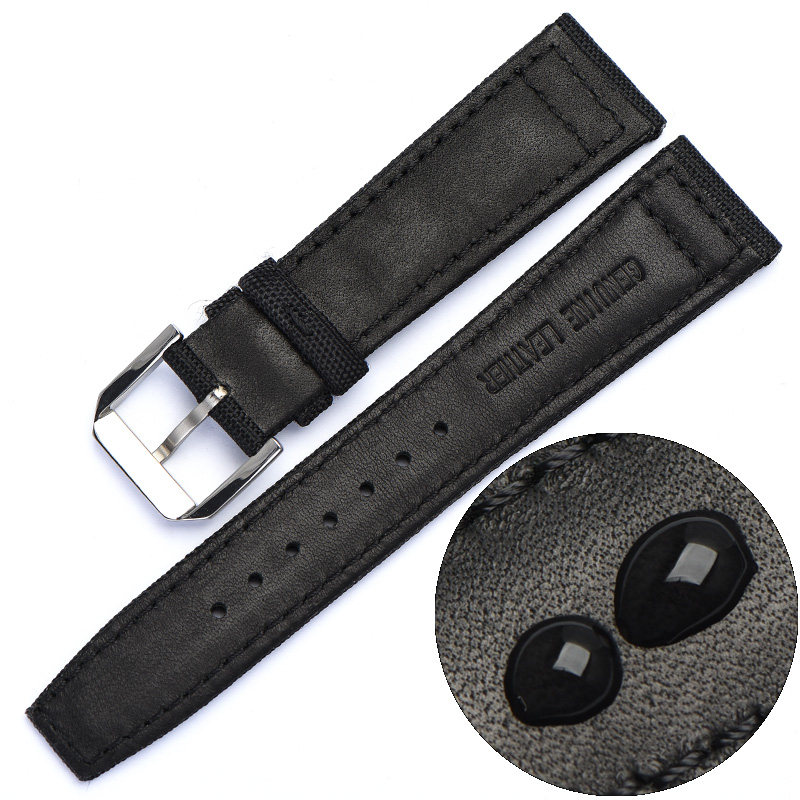 泊格帆布表带万国尼龙军绿黑色表带 泊格配件