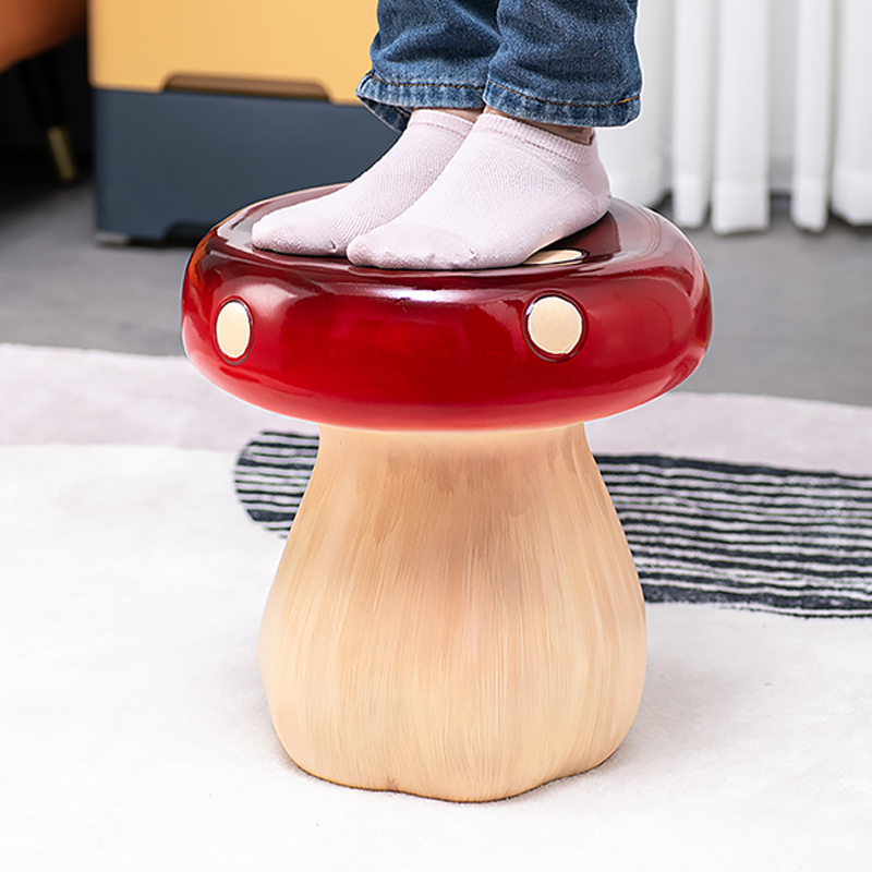 创意红蘑菇板凳客厅卧室可爱风家居落地摆件家用换鞋凳装饰品送礼 - 图1
