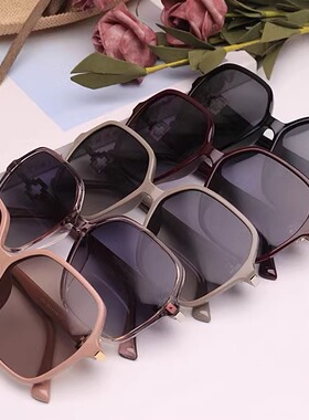 优雅女士新款百搭椭圆形偏光太阳镜镶钻高级感墨镜防紫外线防晒潮