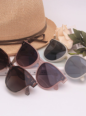 2024新款女士尼龙偏光太阳眼镜粉色与白色铆钉个性舒适墨镜UV400