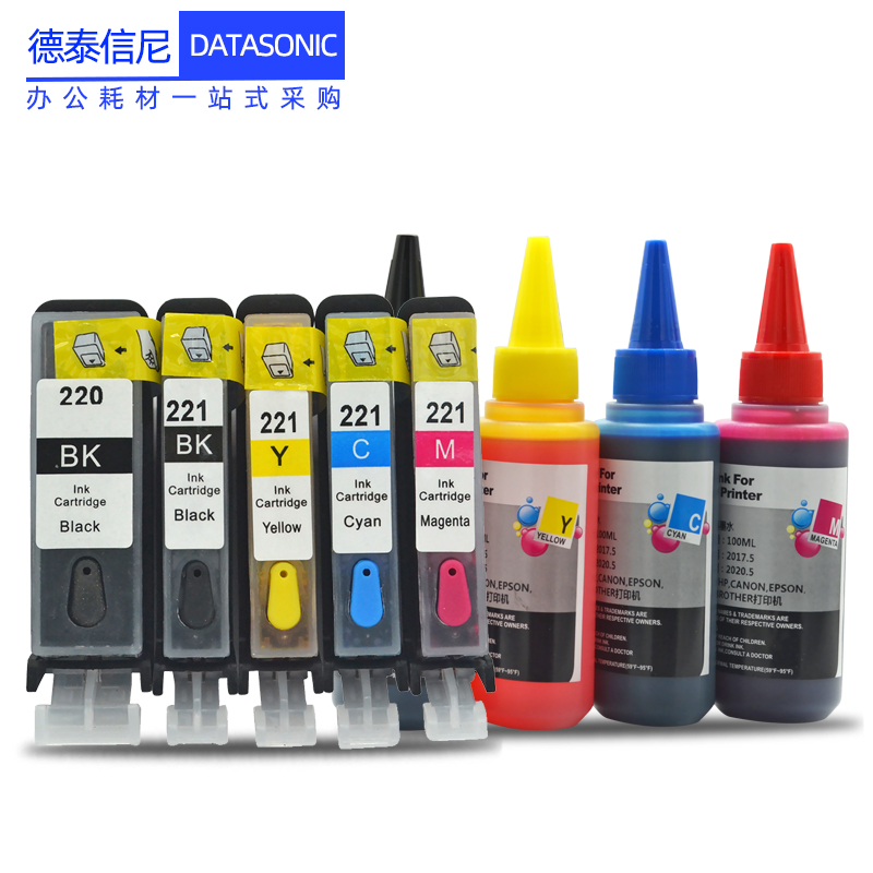 DAT适用佳能IP3600 IP4600 IP4700 MP540 MP620 MP640 MP980 MX860彩色喷墨打印机填充连供墨盒PGI220 CLI221-图0