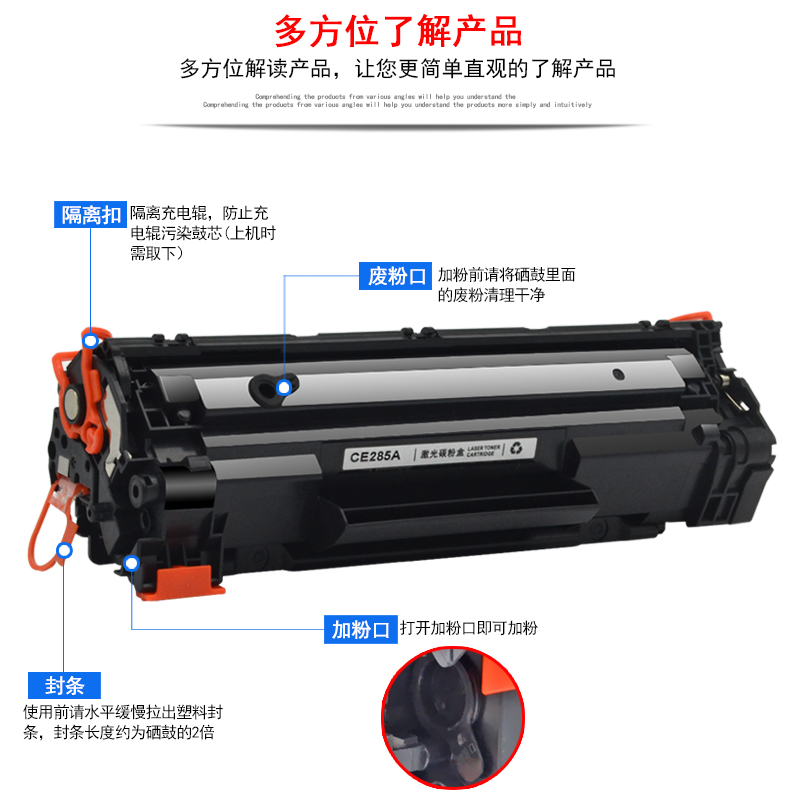 DAT适用惠普CB435A硒鼓HP Laserjet P1005 P1006 P1009黑白激光打印机硒鼓HP35A晒鼓P1002 1003墨盒P1004碳粉-图1