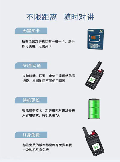 摩托公网对讲手持机5G插卡全国5000公里户外4G全网通小机小型车队