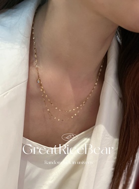 不掉色！泡沫银河星光链闪亮小灯泡精致项链镀18K金钛钢锁骨链