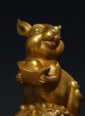 铜兔子摆件招财十二生肖兔客厅办公室装饰品工艺品兔年吉祥物礼品