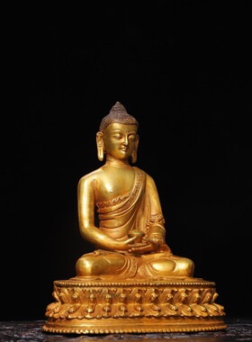 释迦牟尼佛像藏传密宗纯铜器鎏金家居佛堂供奉装饰工艺品桌面摆件