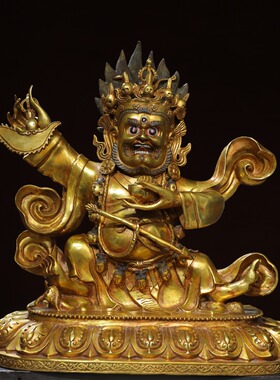 大黑天护法佛像藏传密宗尼泊尔纯铜器黑袍金刚手二臂玛哈嘎拉摆件
