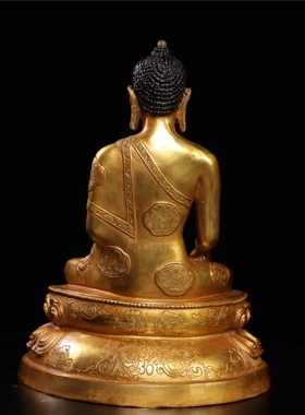 释迦牟尼佛像藏佛纯铜鎏金药师佛仿古铜器家居佛堂供佛装饰品摆件